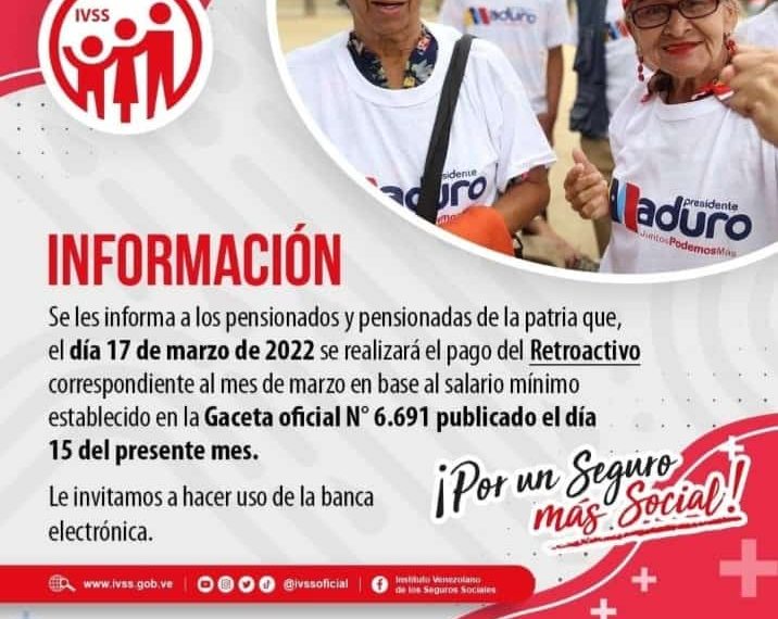 IVSS: Hoy pagan el retroactivo de la pensión