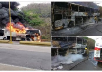 Se incendia un expreso en plena autopista Puerto Cabello – Valencia 
